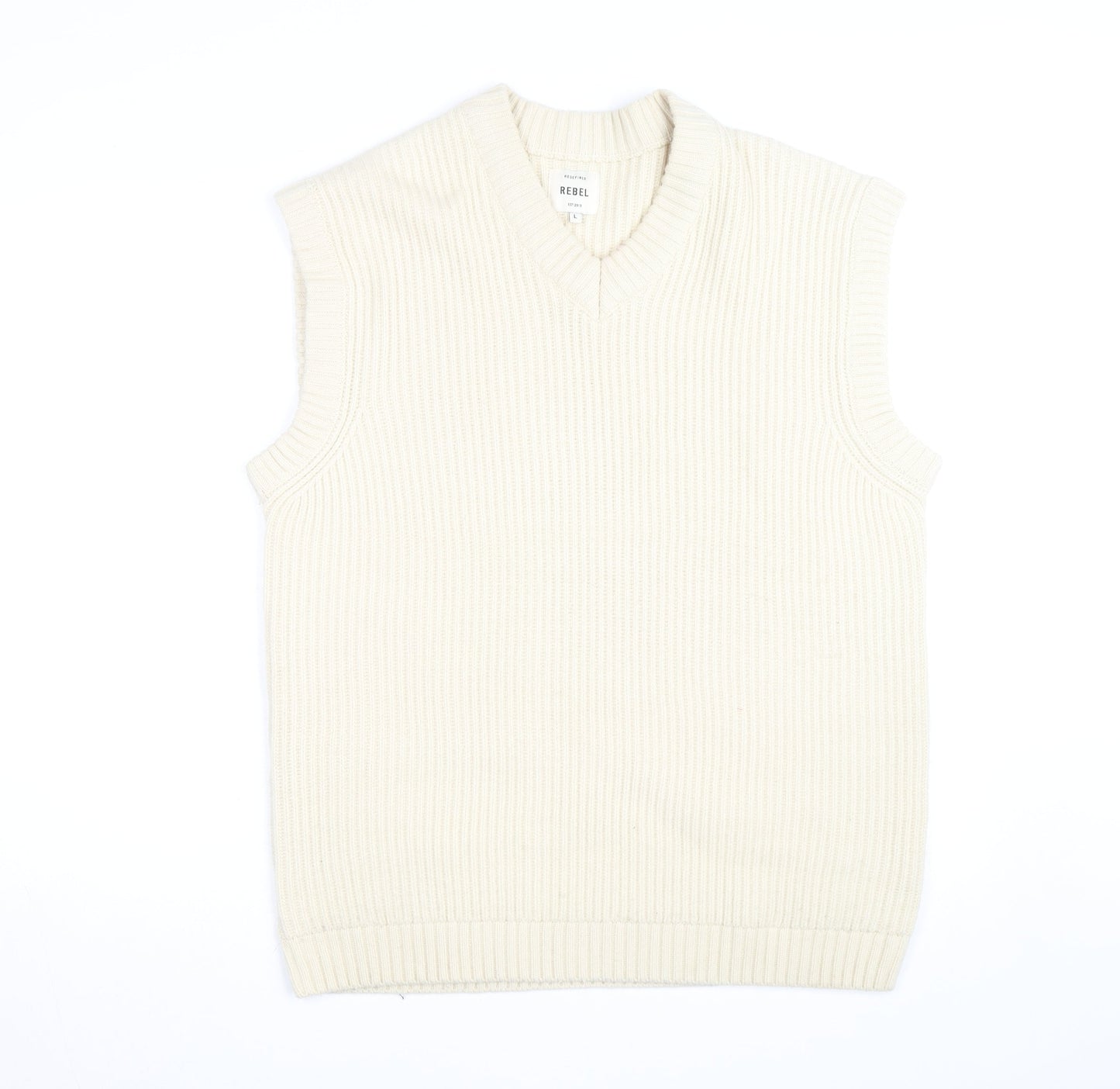 Redefined Rebel Women's Ivory Sleeveless Knit Vest Jumper Size L