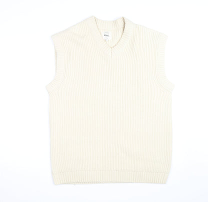 Redefined Rebel Women's Ivory Sleeveless Knit Vest Jumper Size L