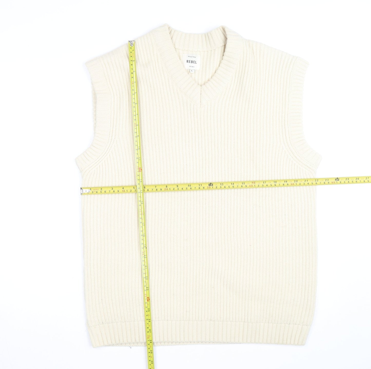 Redefined Rebel Women's Ivory Sleeveless Knit Vest Jumper Size L