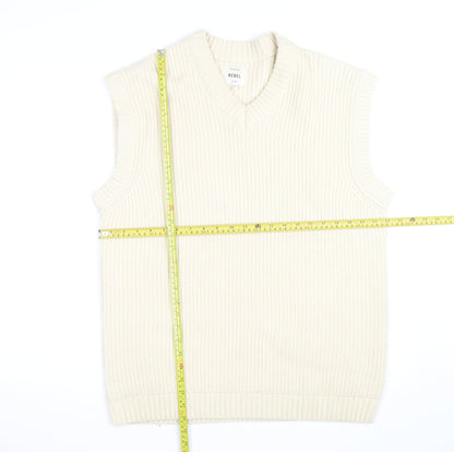 Redefined Rebel Women's Ivory Sleeveless Knit Vest Jumper Size L