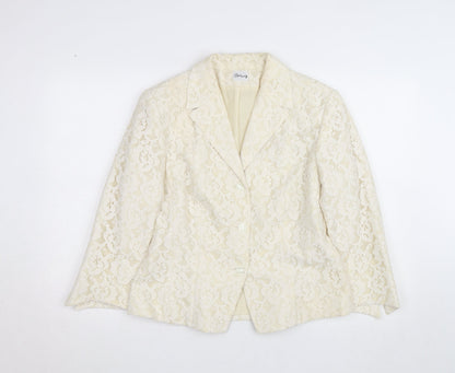 Swing Women Ivory Lace Blazer Size 14 Elegant Formal Jacket