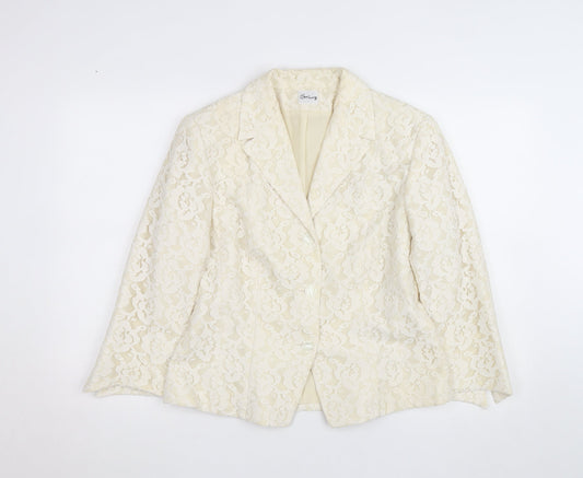 Swing Women Ivory Lace Blazer Size 14 Elegant Formal Jacket