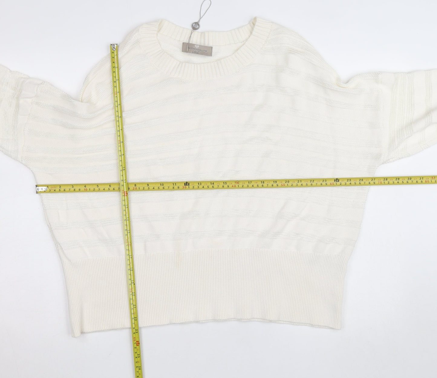 Paul Costelloe Living Women’s Ivory Cotton Blend Relaxed Knit Jumper XL