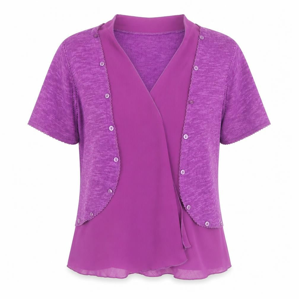 Marks & Spencer Per Una Purple Short Sleeve Wrap Blouse Size 12