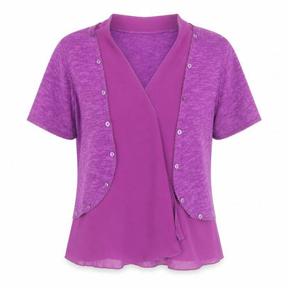 Marks & Spencer Per Una Purple Short Sleeve Wrap Blouse Size 12