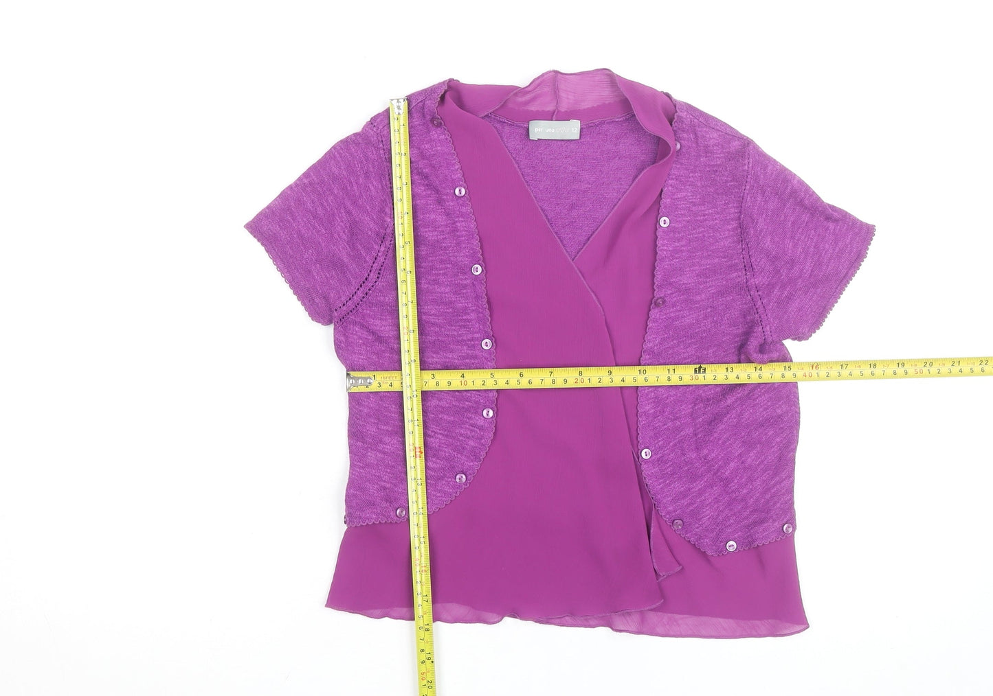 Marks and Spencer Per Una Purple Short Sleeve Wrap Blouse Size 12