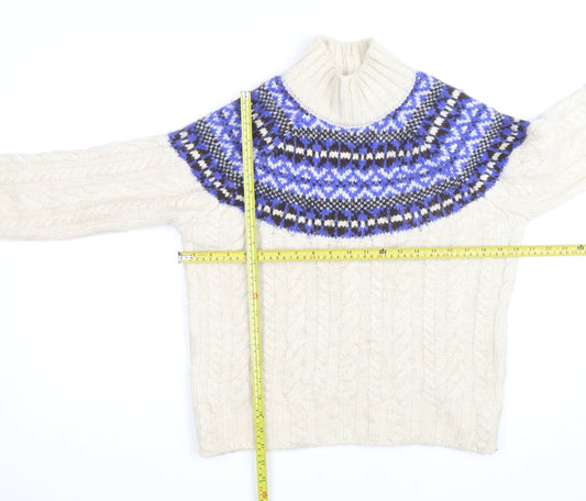 Marks and Spencer Women's Ivory Fair Isle Wool Jumper Small