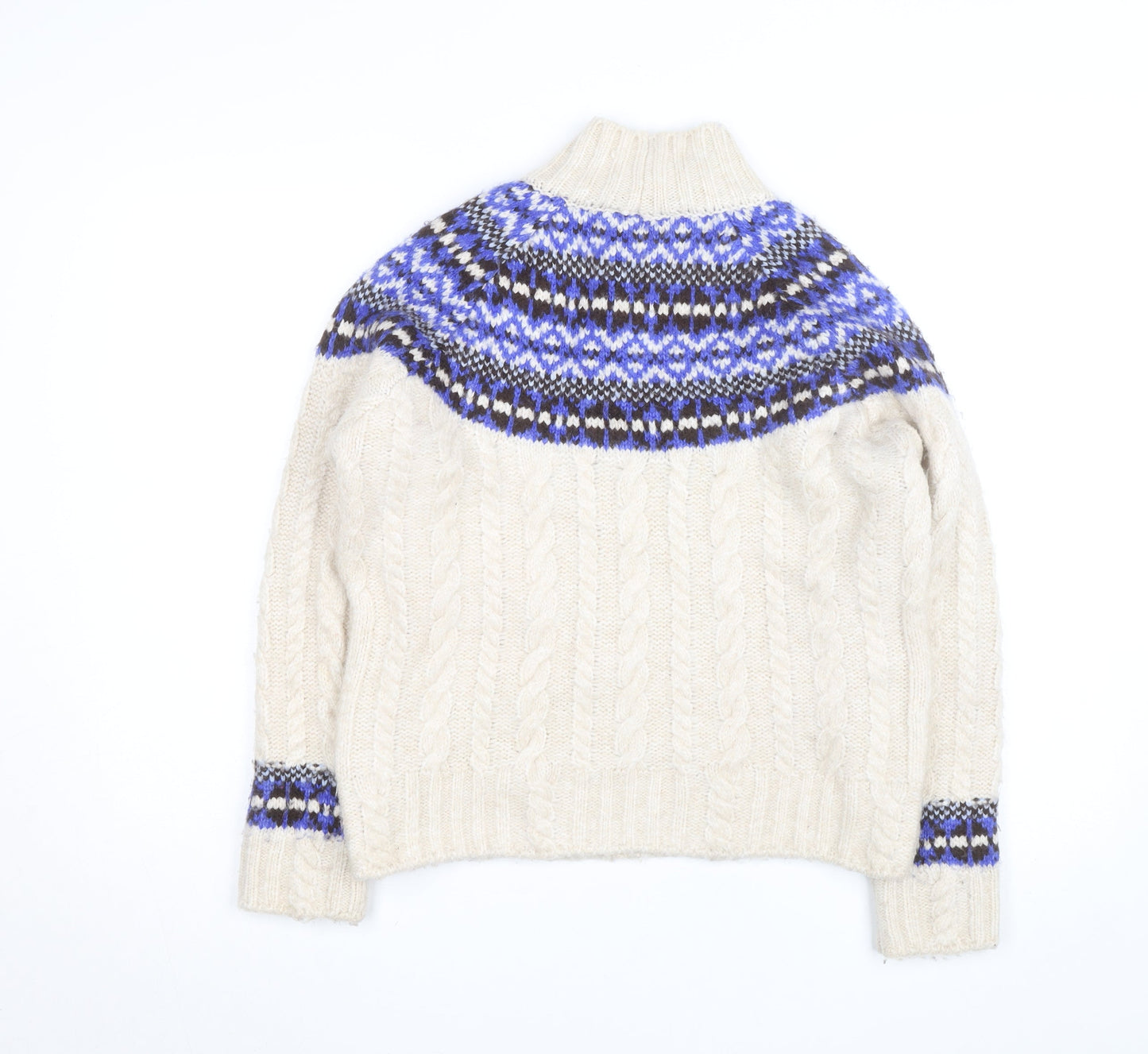 Marks and Spencer Women's Ivory Fair Isle Wool Jumper Small