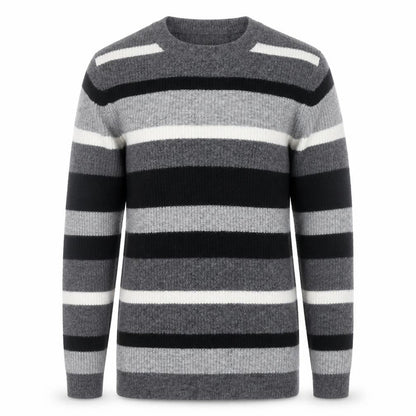 Marks & Spencer Men's Grey Striped Wool Blend Crew Neck Jumper M