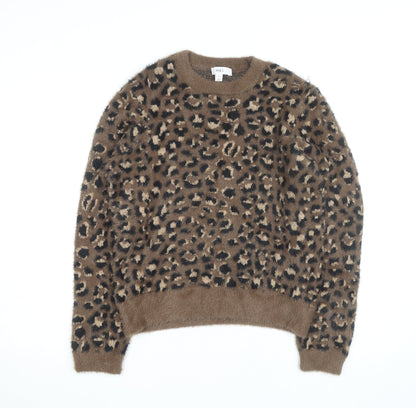 Marks and Spencer Women's Brown Leopard Knit Jumper Size M