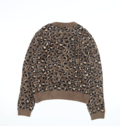 Marks and Spencer Women's Brown Leopard Knit Jumper Size M