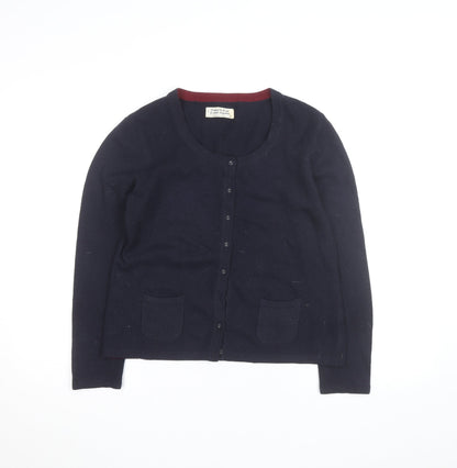 Seasalt Cornwall Womens Navy Cardigan UK 12 Merino Wool Knit