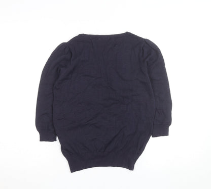 New Look Women's Blue Size 12 Military Style Cotton Jumper