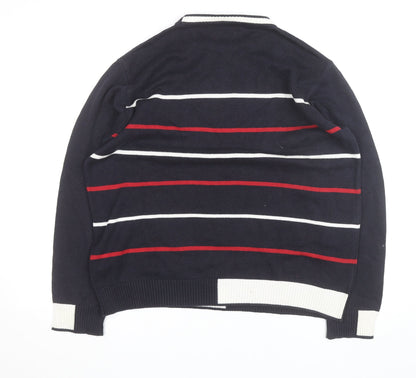 Ralph Lauren Polo Sport Men's Blue Striped Cotton Pullover Jumper L