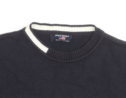 Ralph Lauren Polo Sport Men's Blue Striped Cotton Pullover Jumper L