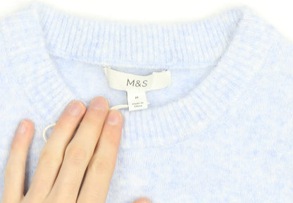 Marks and Spencer Women's Blue Short Sleeve Knit Jumper M