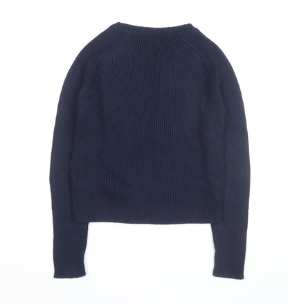 Topshop Women Blue Size 8 Eagle Embroidered Knit Jumper