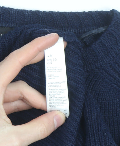 Topshop Women Blue Size 8 Eagle Embroidered Knit Jumper