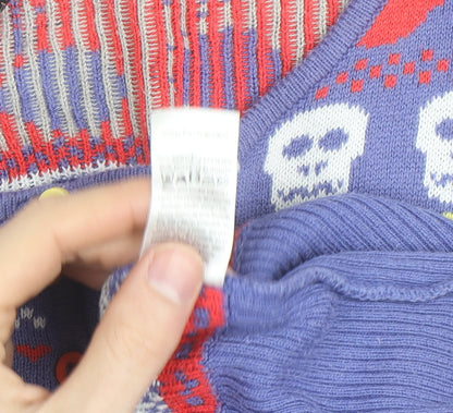 Topshop Women’s Purple Skull Fair Isle Button Cardigan Size 10