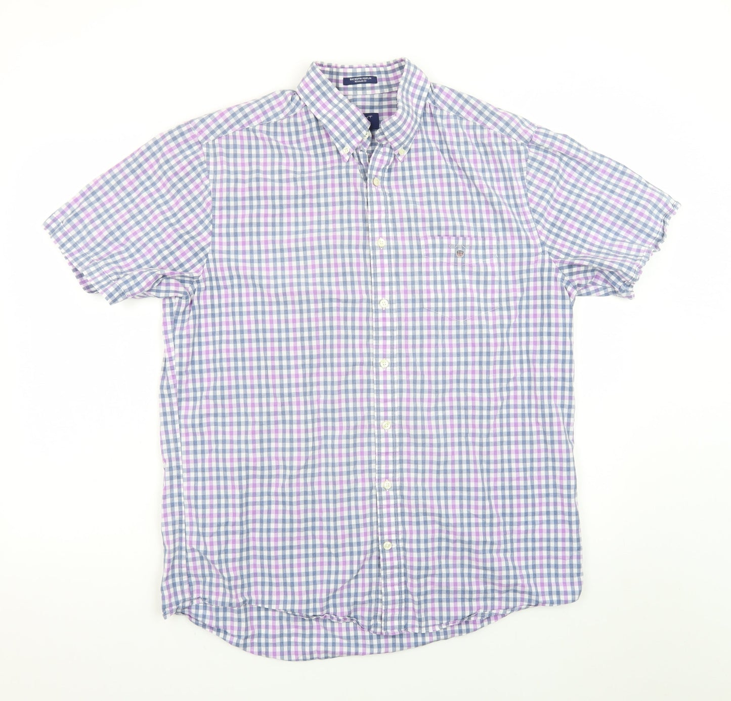 Gant Men’s Multicoloured Check Cotton Short Sleeve Button-Down Shirt L
