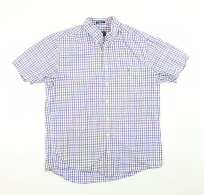 Gant Men’s Multicoloured Check Cotton Short Sleeve Button-Down Shirt L