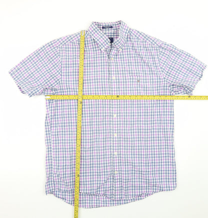 Gant Men’s Multicoloured Check Cotton Short Sleeve Button-Down Shirt L