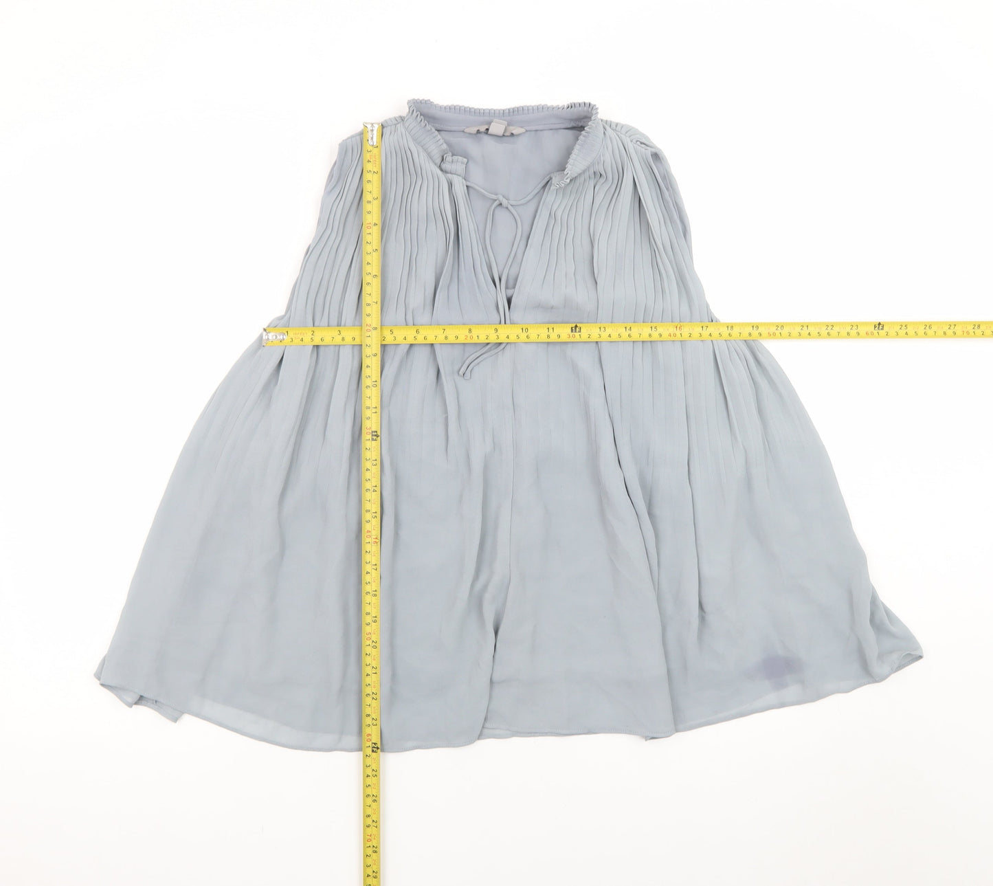 H&M Women’s Grey Pleated Sleeveless Chiffon Tunic Blouse Size S