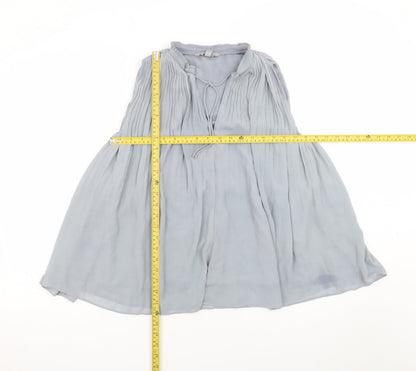 H&M Women’s Grey Pleated Sleeveless Chiffon Tunic Blouse Size S
