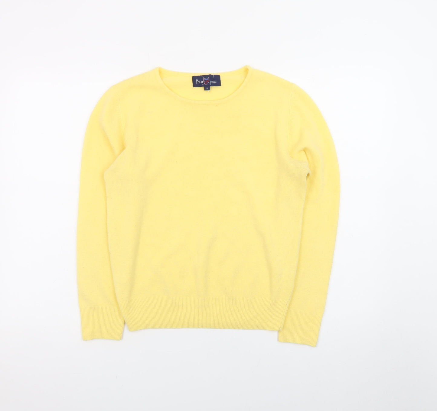 Polo Men's Yellow Cashmere Crew Neck Jumper Size S
