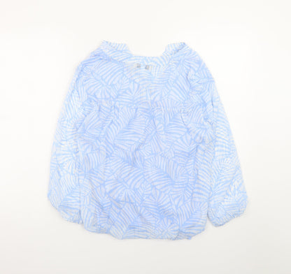 Gerard Womens Blue Floral Tunic Blouse Size 10 Long Sleeve