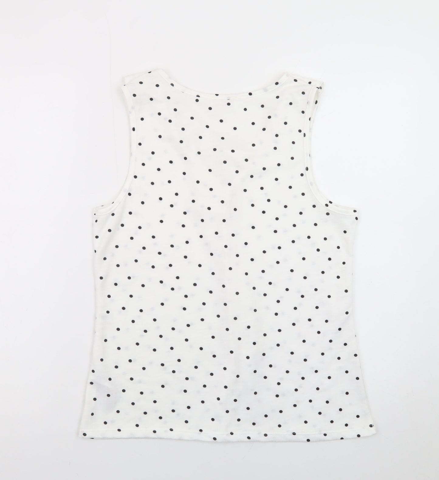 Savida Women’s White Polka Dot Ruffle V-Neck Tank Top Size 10