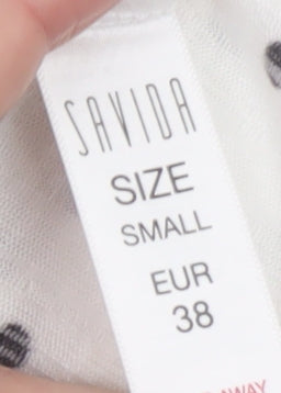 Savida Women’s White Polka Dot Ruffle V-Neck Tank Top Size 10