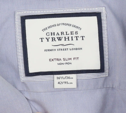 Charles Tyrwhitt Men's Blue Extra Slim Fit Non-Iron Dress Shirt 16.5in