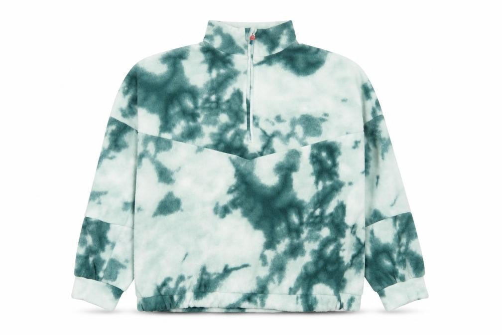 Dunnes Women Green Tie-Dye Fleece 1/4 Zip Sweatshirt Size L
