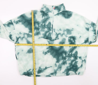 Dunnes Stores Women Green Tie-Dye Fleece 1/4 Zip Sweatshirt Size L
