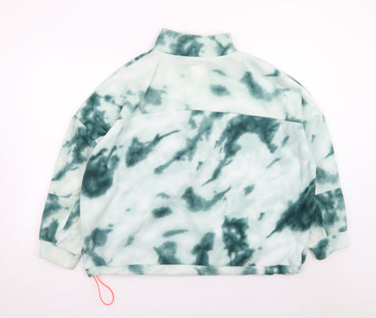 Dunnes Stores Women Green Tie-Dye Fleece 1/4 Zip Sweatshirt Size L