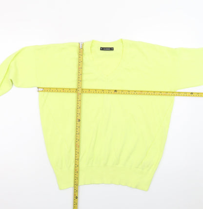 Dunnes Men Yellow V-Neck Cotton Pullover Jumper Small