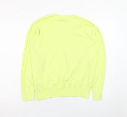 Dunnes Men Yellow V-Neck Cotton Pullover Jumper Small