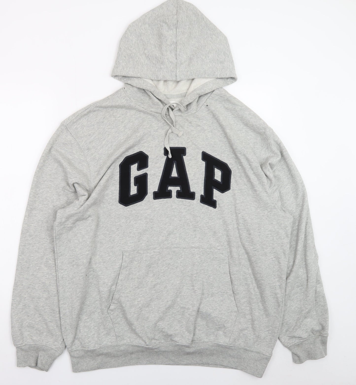 GAP Men's Grey XL Pullover Hoodie with Logo Fleece Sweatshirt