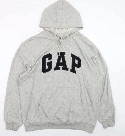 GAP Men's Grey XL Pullover Hoodie with Logo Fleece Sweatshirt