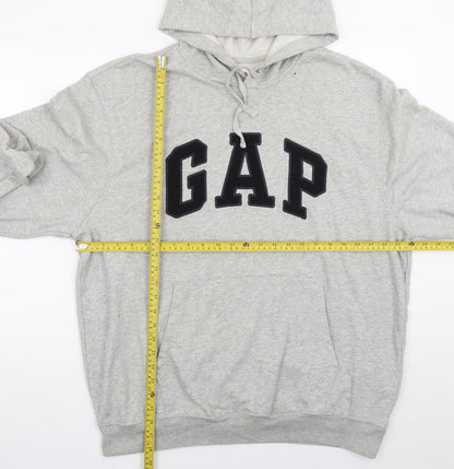 GAP Men's Grey XL Pullover Hoodie with Logo Fleece Sweatshirt
