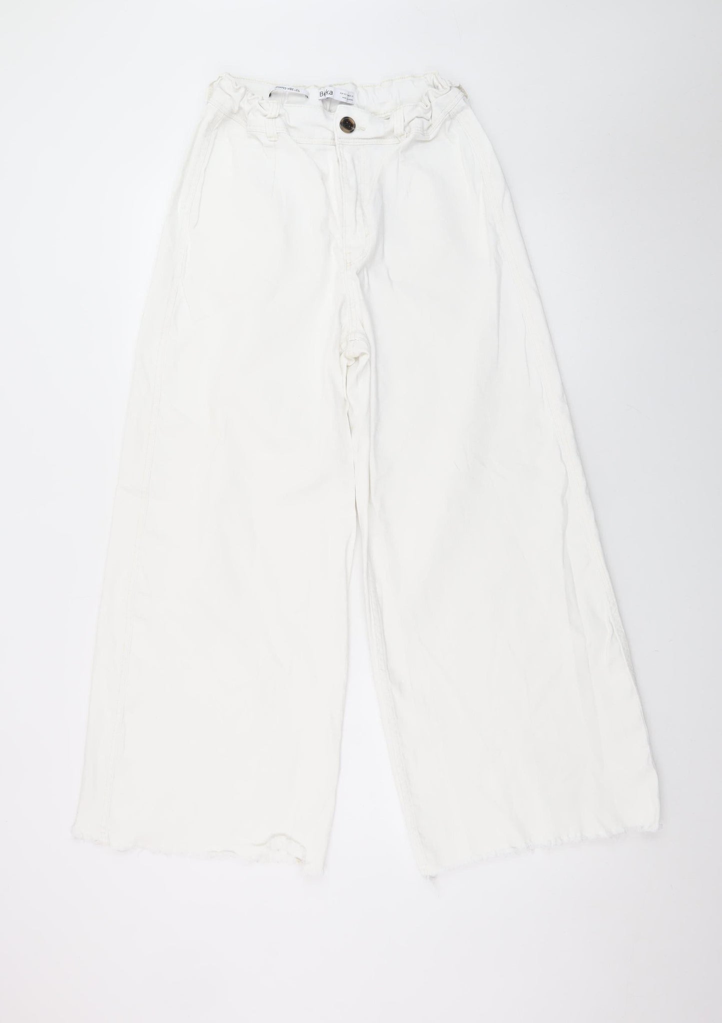 Bershka Women White Wide-Leg High Rise Jeans Size 12