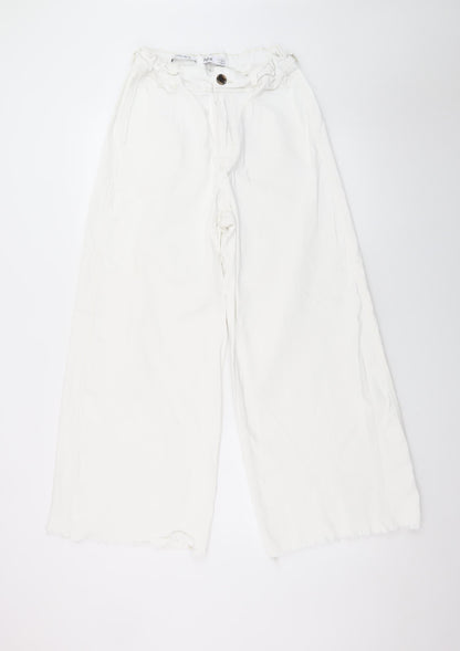 Bershka Women White Wide-Leg High Rise Jeans Size 12