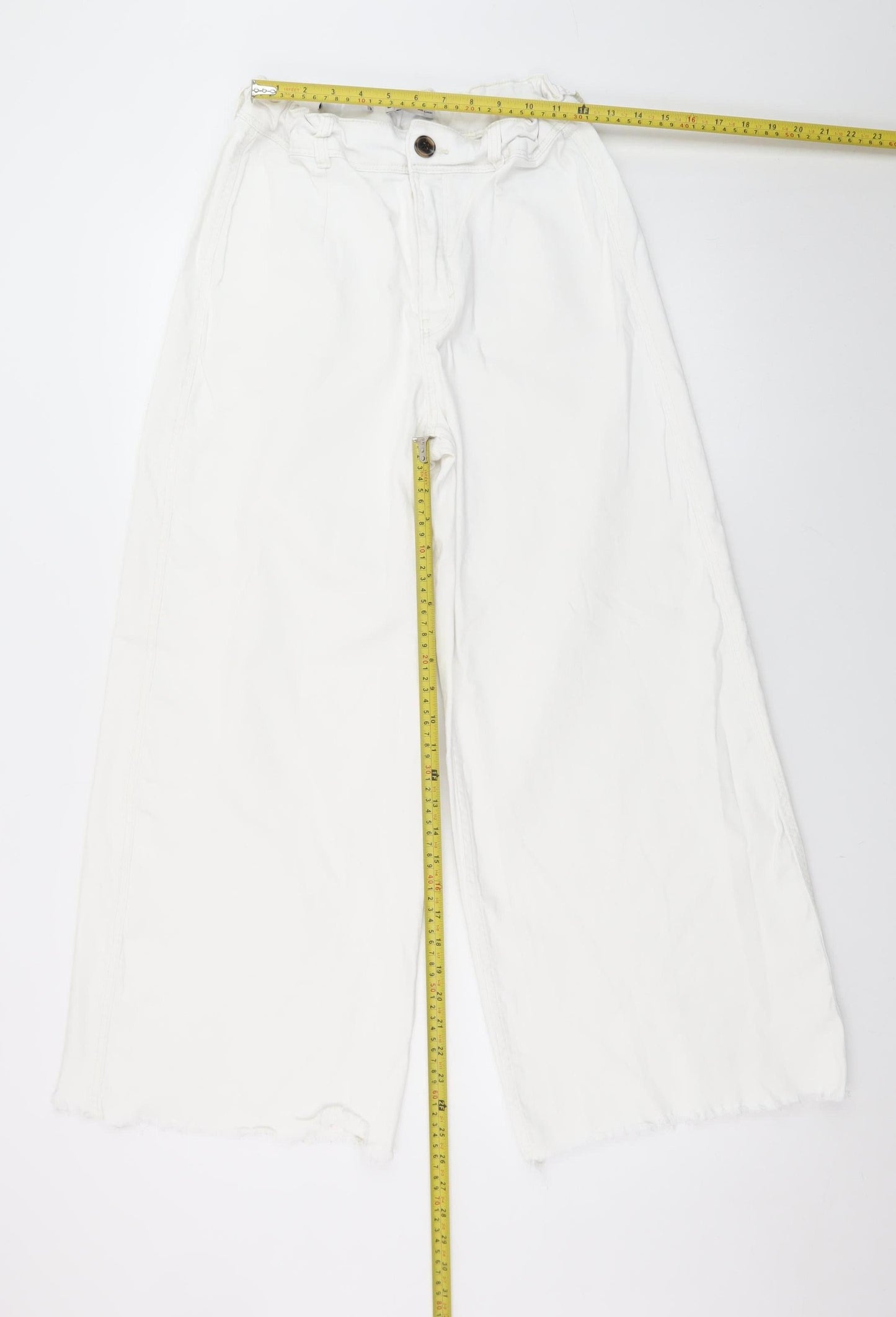 Bershka Women White Wide-Leg High Rise Jeans Size 12
