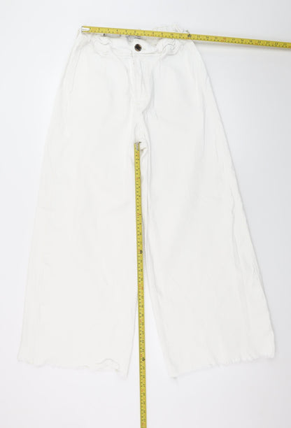Bershka Women White Wide-Leg High Rise Jeans Size 12