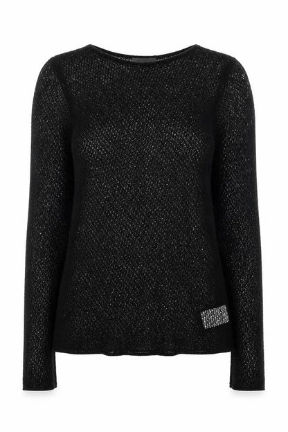 Unison Women's Black Knit Long Sleeve Blouse M