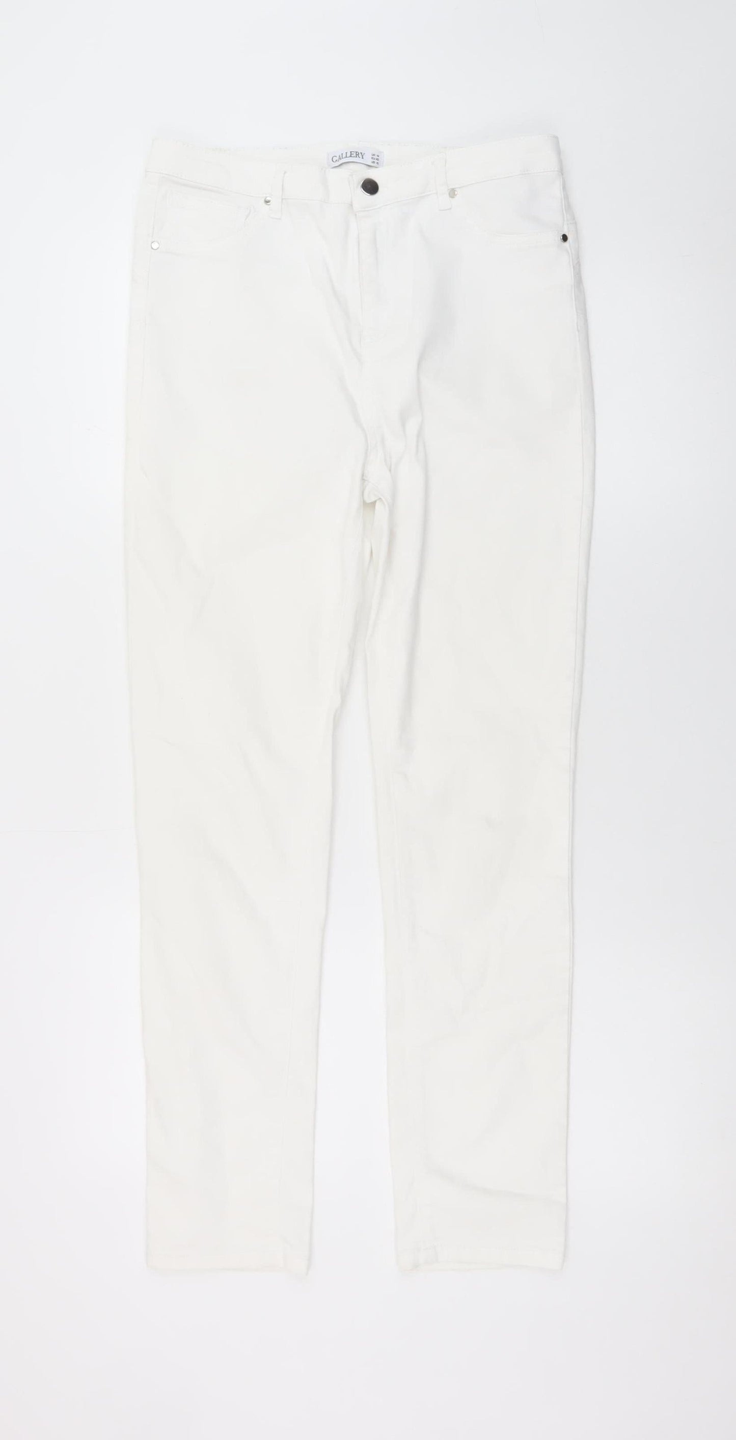Gallery Women White Size 14 Straight Stretch Jeans