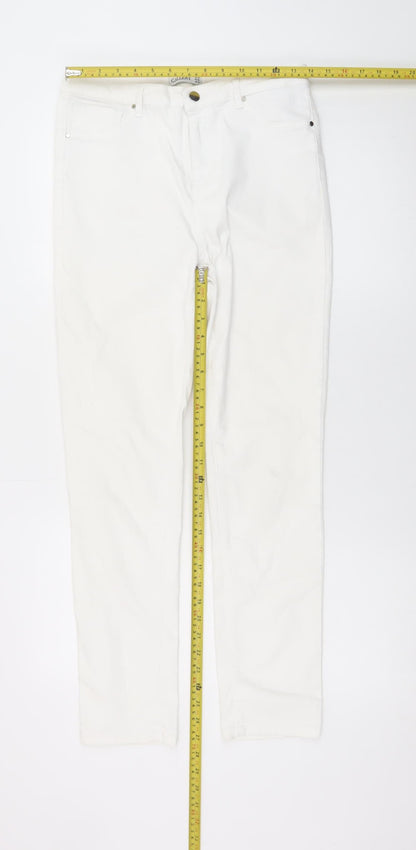 Gallery Women White Size 14 Straight Stretch Jeans