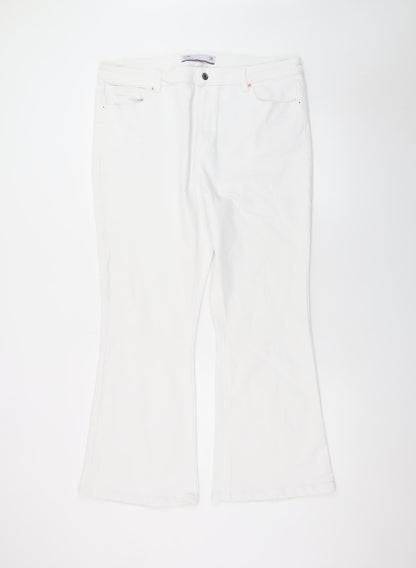 Next Women White Flared Stretch Denim Jeans Size 18 Regular