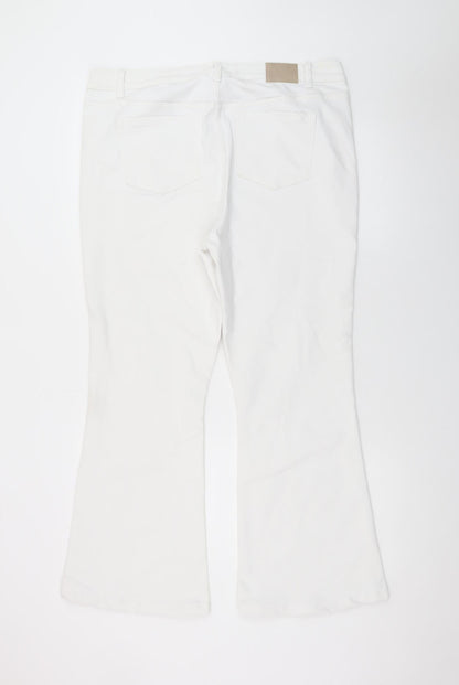 Next Women White Flared Stretch Denim Jeans Size 18 Regular